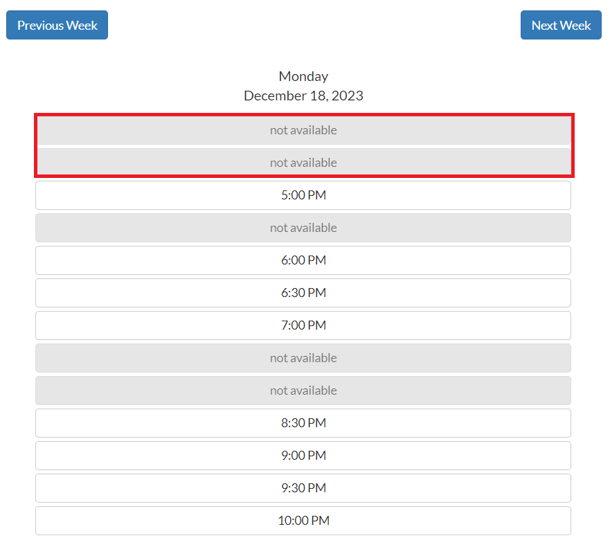 How to prevent back to back appointments
